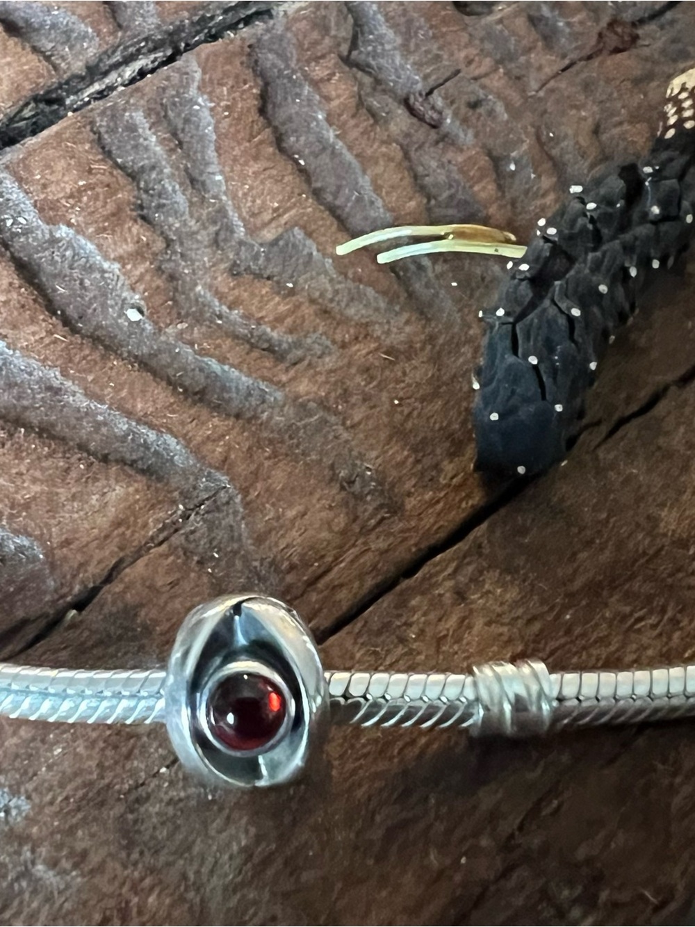 HTF Authentic Pandora Red Garnet Eye Charm Sterling Silver Gem Bead Christmas